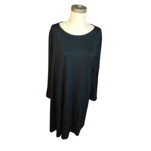 Eileen Fisher Size XL Black Roundneck Knit Tencel Jersey Dress NWT $188